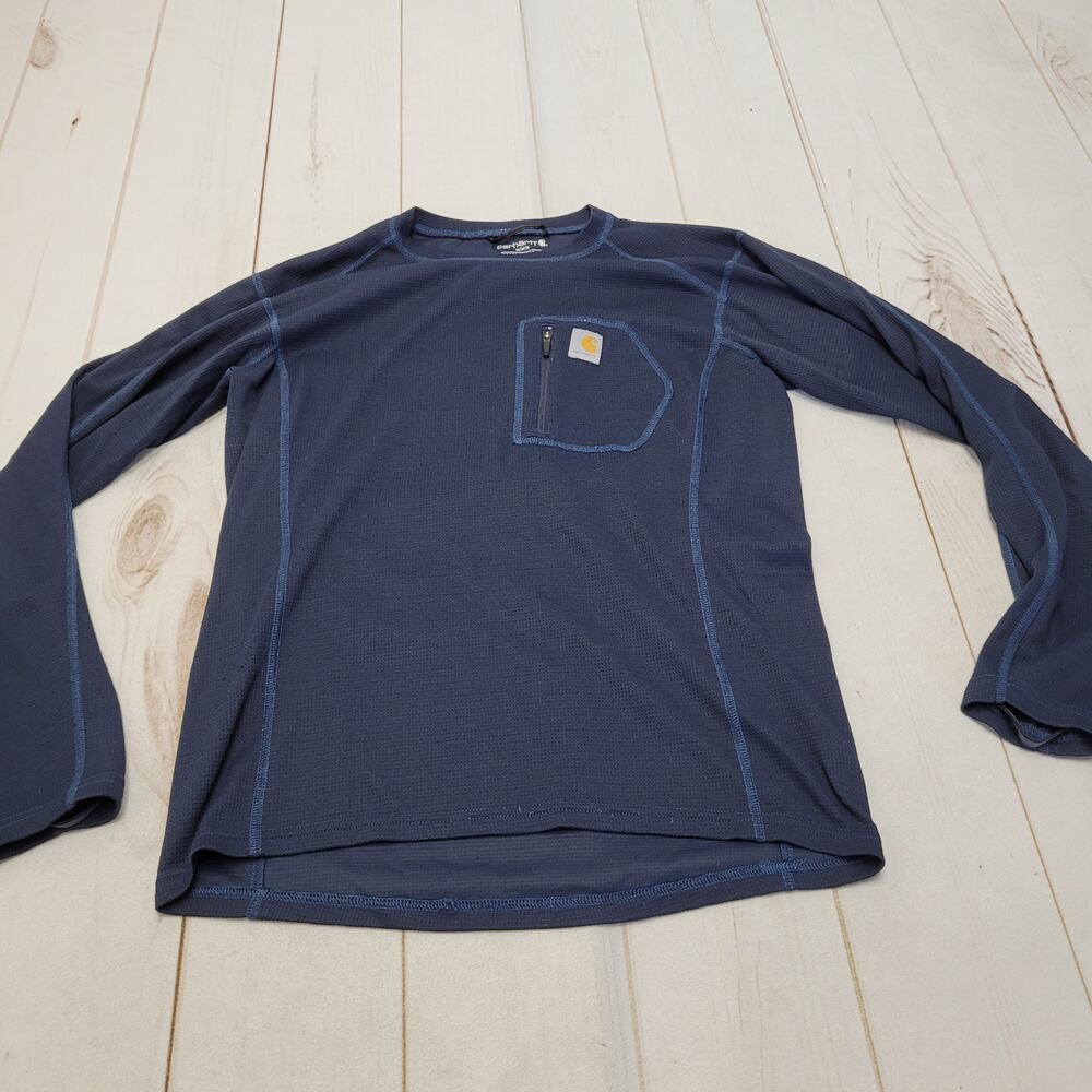 Carhartt Force thermal base layer long sleeve shirt navy blue zip pocket